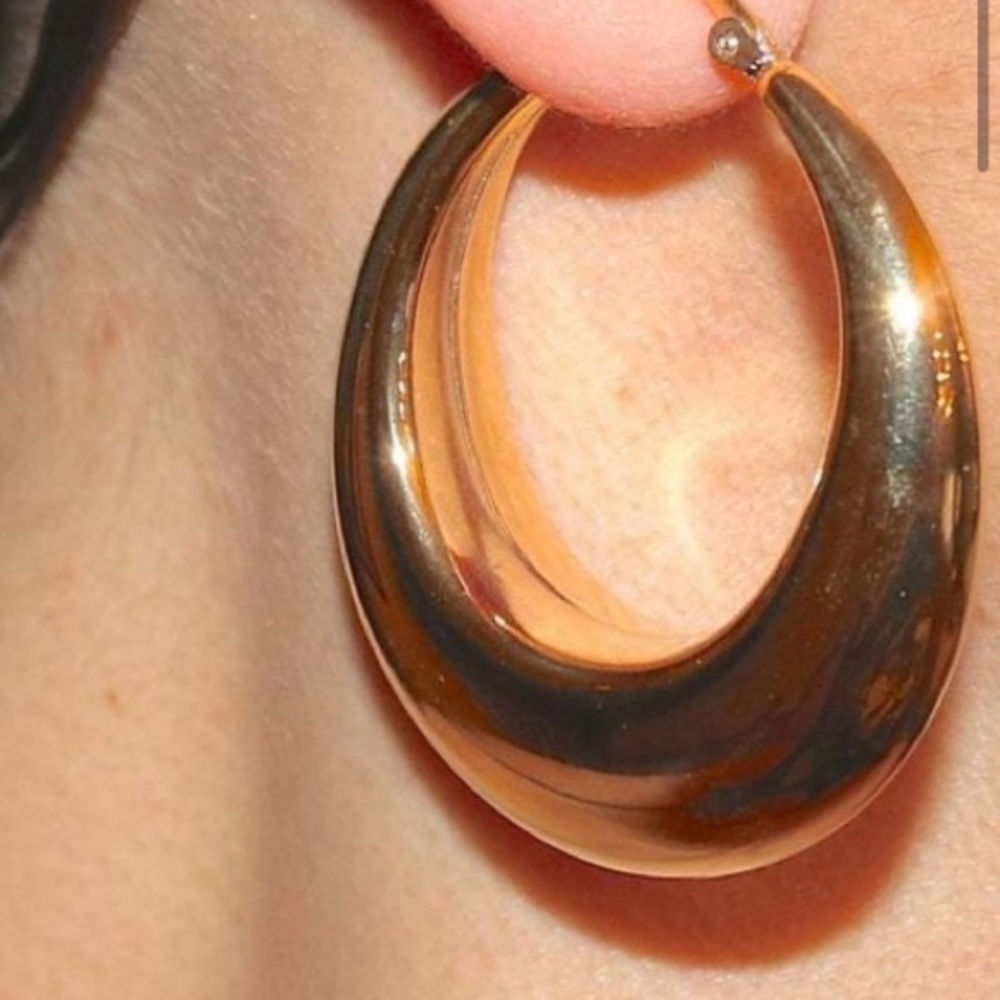 18K Yellow Gold shine round hoop earrings - Picture 5 of 5